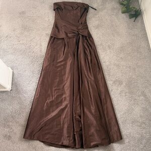VINTAGE EUC JESSICA MCCLINTOCK BROWN SATIN GOWN